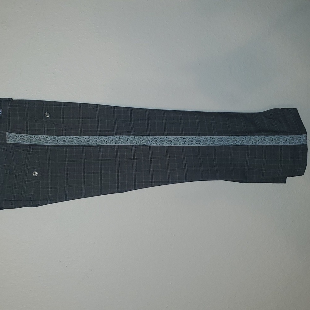 Anthropology Intuitions Glenn plaid lace Trim Cuffed Hem Trousers